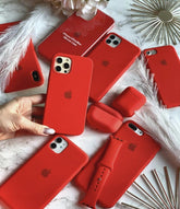 Husa silicon cu microfibra Iphone  - RED